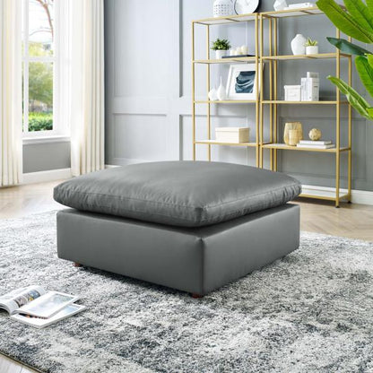 Modway Commix Down Filled Overstuffed Vegan Leather Ottoman Faux Leather/Scratch/Tear Resistant/Stain Resistant | 19 H X 40 W X 39 D in | Wayfair