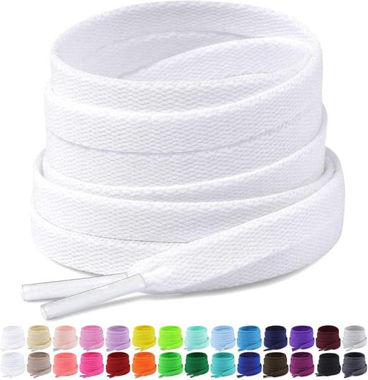 Udaily 3 Pairs Oval Shoelaces for Athletic Running Shoes White 94cm