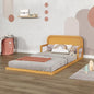 P’kolino Curva Rattan Kids Twin Floor Bed Frame with Headboard- FSC Certified Solid Pine Wood- Natural