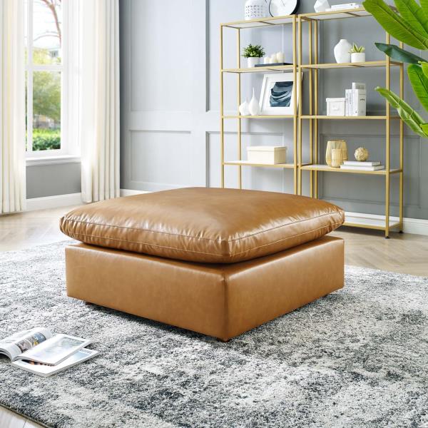 Modway Commix Down Filled Overstuffed Vegan Leather Ottoman Faux Leather/Scratch/Tear Resistant/Stain Resistant | 19 H X 40 W X 39 D in | Wayfair