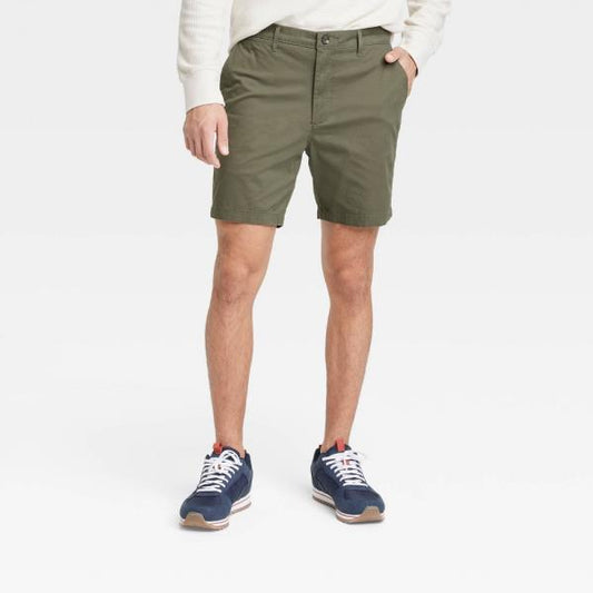 Men's Every Wear 7" Slim Fit Flat Front Chino Shorts - Goodfellow & Co™ Green 42