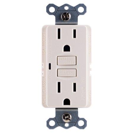 GE 15A GFCI Receptacle, Non-Tamper Resistant, UL Listed, 120V, Self-Test, LED Indicator, NEC Compliant Almond, Wall Plate Not Included, 32074