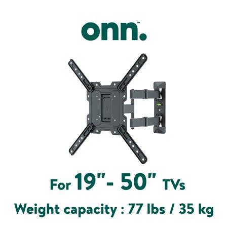 Onn. Full Motion TV Wall Mount for 19  to 50  TVs  up to 15° Tilting