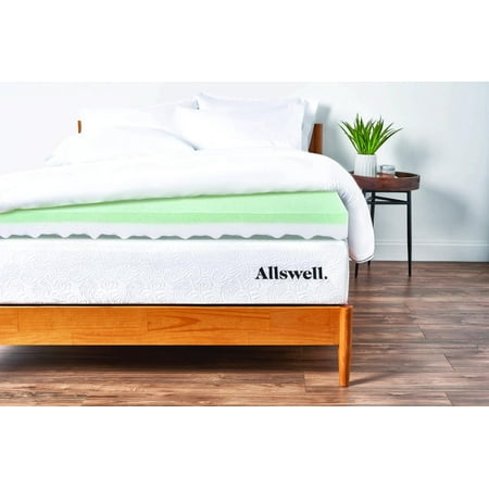 Allswell 4” Memory Foam Mattress Topper Infused with Cooling Diamond Gel, Queen