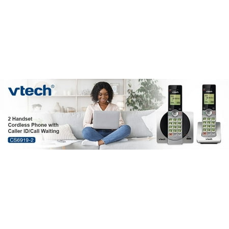 VTech CS6919-2 DECT 6.0 Cordless Phone with Caller ID and Handset Speakerphone, 2 Handsets, Silver/Black