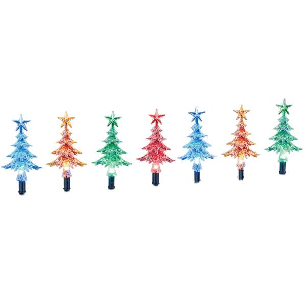 Set of 10 Solar-Powered Christmas Tree Path Lights - Multi - 7.09 X 10.63 X 3.54