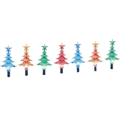 Set of 10 Solar-Powered Christmas Tree Path Lights - Multi - 7.09 X 10.63 X 3.54