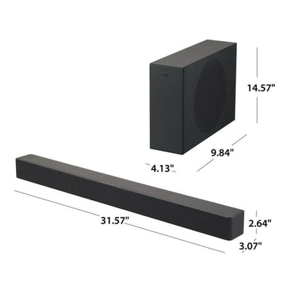 onn. 32" 2.1 Soundbar with 2 Speakers & Wireless Subwoofer SMALL BLEMISH.