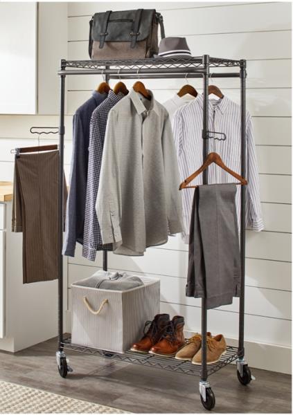 Better Homes & Gardens Double Hanging Garment Rack  38.2in Wx 23.6in Dx 66.1in H  Gunmetal Finish  Gray