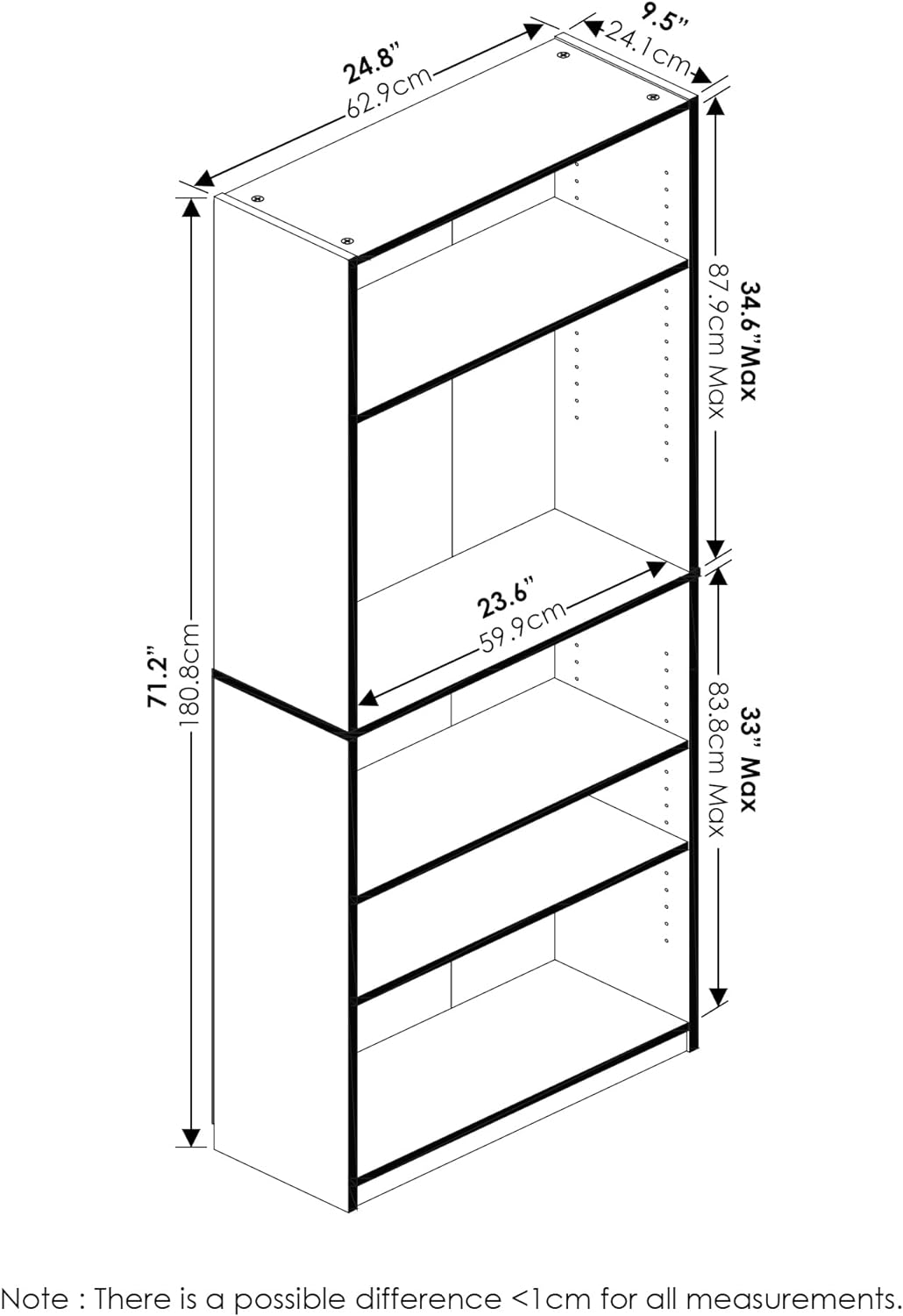 Porch & Den Astor Adjustable Shelf Bookcase