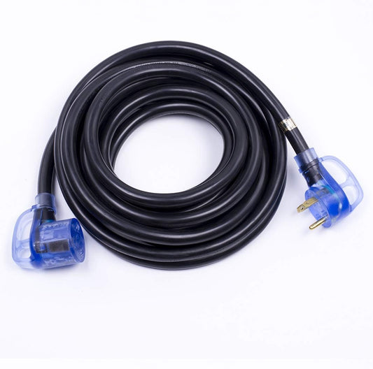 50ft TT-30P to TT-30R 30Amp Heavy Duty RV Extension Cord,LED Indicator Easy Unplug Design with Cord Organizer, 10 Gauge UL Listed