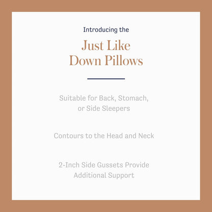 DreamLab Just Like Down Pillows for Back  Stomach or Side Sleepers  Set of 2  Standard/Queen