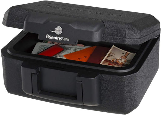 SENTRY 1200 Household Safe UL Listed 30 Minute Fireproof Handbag Storage Box with Key 5.2L B5 Flat Key Black