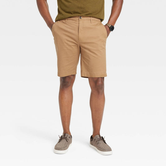 Men's Every Wear 9" Slim Fit Flat Front Chino Shorts - Goodfellow & Co™ Khaki 33