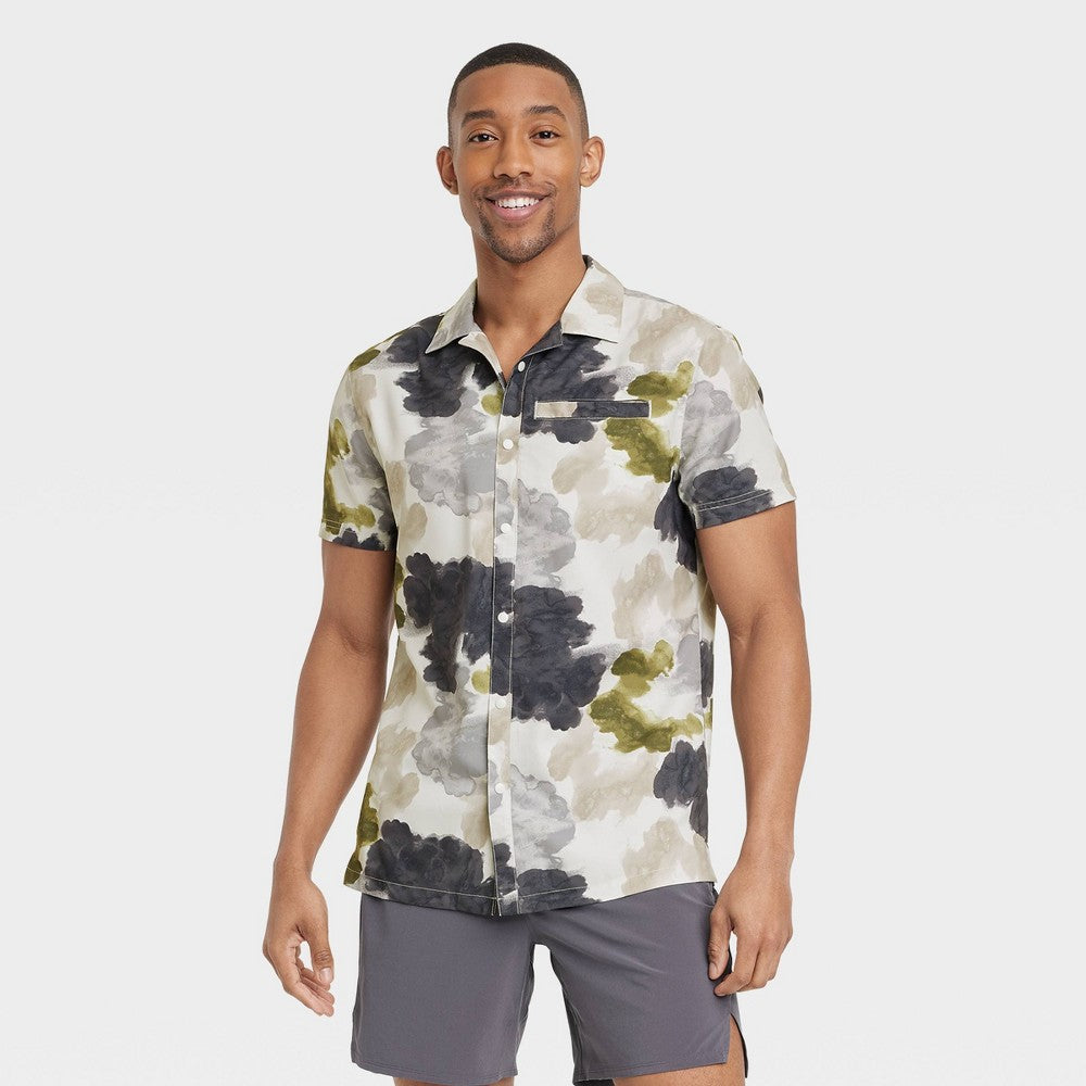 Men's Short Sleeve Resort T-Shirt - All in Motion™ Camo Gray M