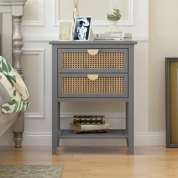 2-Drawer Nightstand Bedside Table