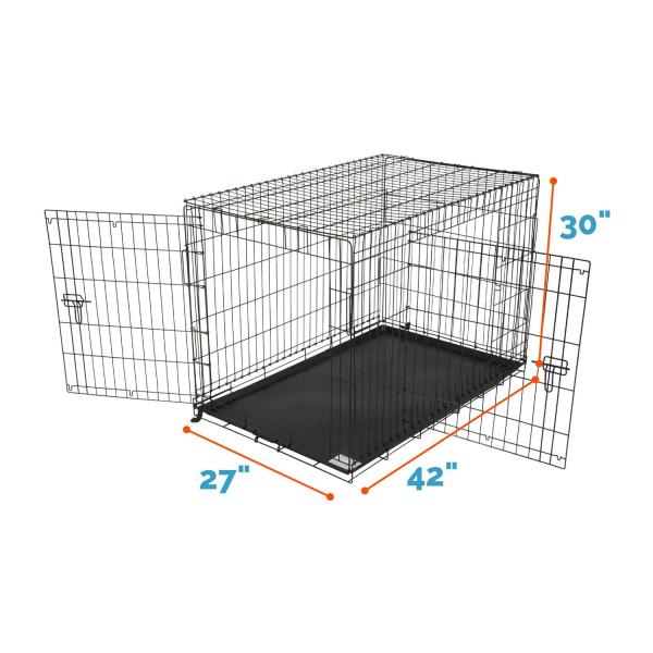 Vibrant Life Double Door Metal Wire 42  Dog Crate  Leak-Proof Pan and Divider for Dogs Upto 90 Lb