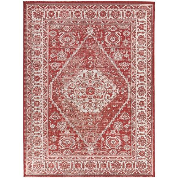 Red 6 Ft. X 9 Ft. Medallion Indoor/Outdoor Area Rug