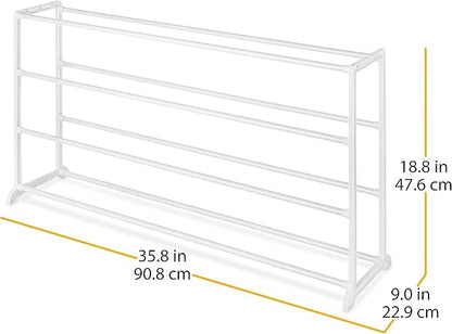 Whitmor 20 Pairs Capacity Floor Shoe Stand, White