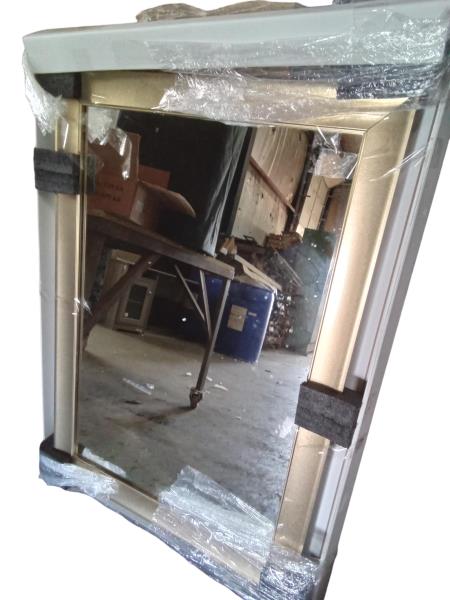 Brandt Works Gold Framed Mirror Wrapped in Plastic