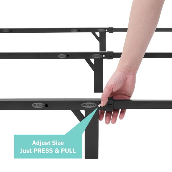 Mainstays 7  Adjustable Metal Bed Frame  Black  Adjusts Twin - Queen  Box Spring Required