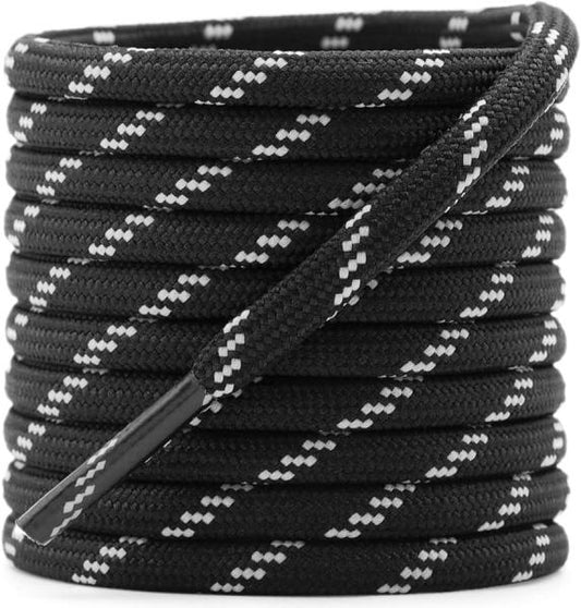 Udaily 3 Pairs Oval Shoelaces - Black, White, Deep Gray, 150cm