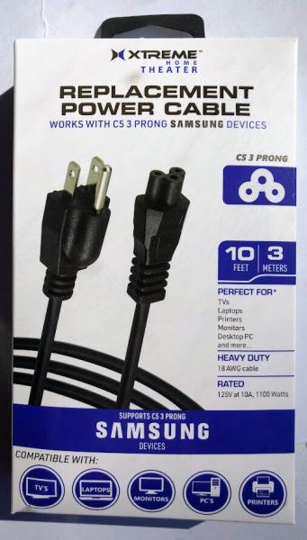 Xtreme 3 Prong 10ft Replacement Power Cable for Samsung and LG Computers  TV  New Monitors