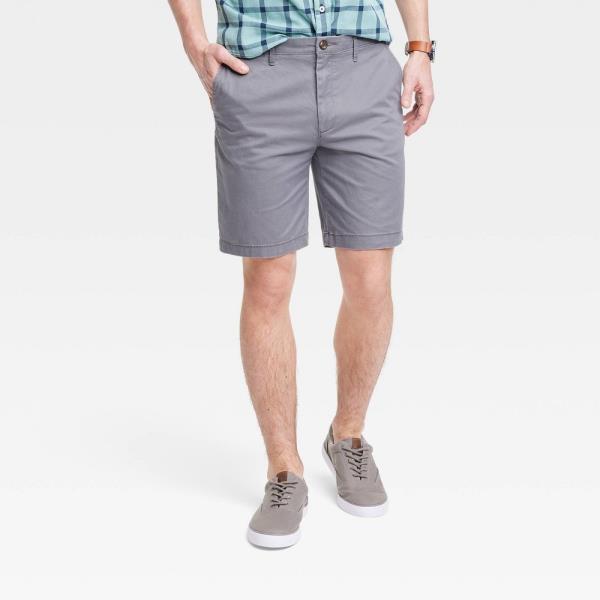 Men's Every Wear 9" Slim Fit Flat Front Chino Shorts - Goodfellow & Co™ Thundering Gray 38