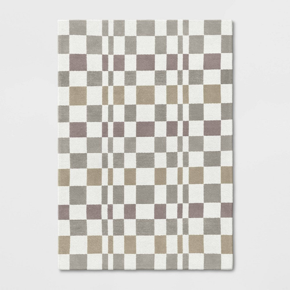 5'x7' Checkered Woven Flatweave Area Rug White - Threshold™