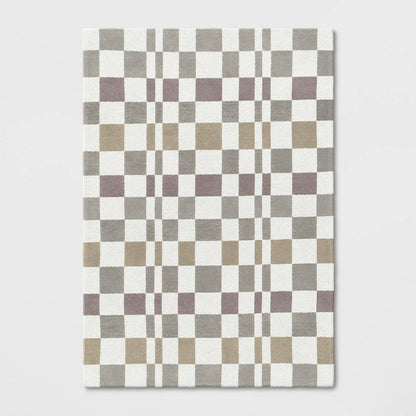 5'x7' Checkered Woven Flatweave Area Rug White - Threshold™