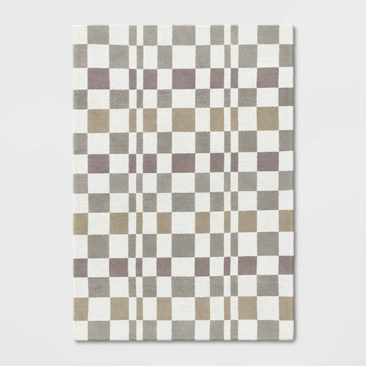 5'x7' Checkered Woven Flatweave Area Rug White - Threshold™