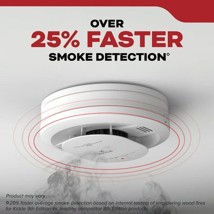 Kidde 10-Year Sealed Lithium Battery-Operated Photoelectric Smoke Detector Alarm, 5-inch