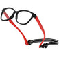 PORADAY Kids Blue Light Blocking Glasses TPEE Rubber Flexible Frame With Glasses Rope, for Children Age 3-13 (Black/Red)