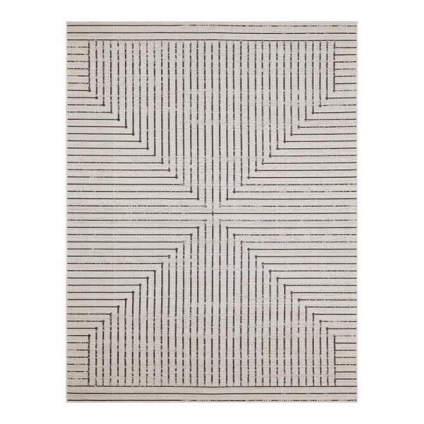 Avondale Beige 8 Ft. X 10 Ft. Striped Indoor/Outdoor Area Rug