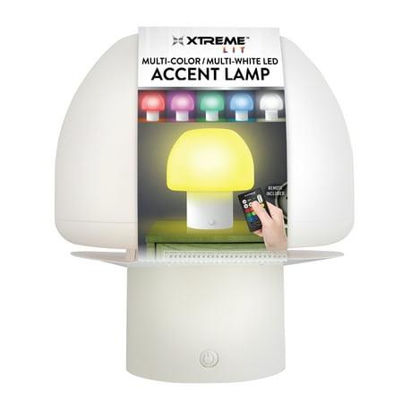 Xtreme Lit New Multi-Color Multi-White LED Accent Mushroom Lamp with White Base  Remote Control