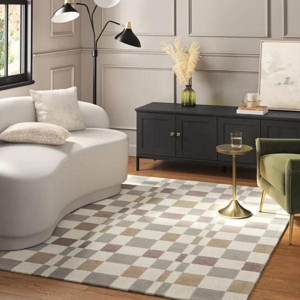 5'x7' Checkered Woven Flatweave Area Rug White - Threshold™