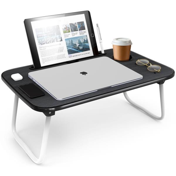 Nestl Adjustable Laptop Bed Tray Table - Portable Lap Desk with Foldable Legs - Space Saving Lapdesk Small Small