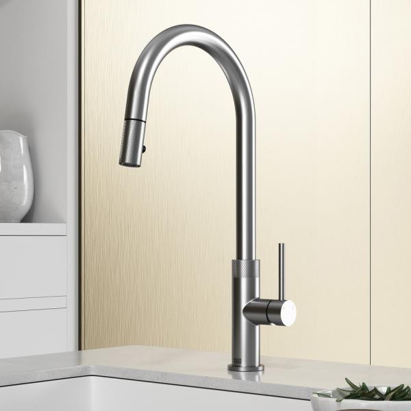 VIGO Bristol Single Handle Pull-Down Sprayer Kitchen Faucet in Stainless Steel