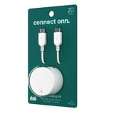 onn. 20W Power Delivery Wall Charging Kit usb-c to USB-C Charging Cable, White