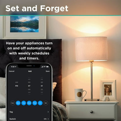 iHome 6 Outlet Smart Surge Protector Works with Alexa and Google Home, App Control, and Timer, 3 Prong - White