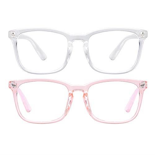 Blue Light Reading Glasses for Women Men 2Pcs- Reading Glasses Readers Anti UV Ray Square Nerd Eyeglasses