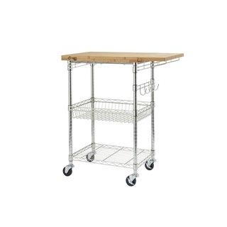 PRO EcoStorage Chrome Kitchen Cart with Bamboo Top