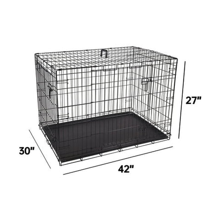Vibrant Life Double Door Metal Wire 42" Dog Crate, Leak-Proof Pan and Divider for Dogs Upto 90 lb