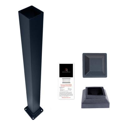 3 in. X 3 in. X 36 in. Black Powder Coated Aluminum Deck Post Kit