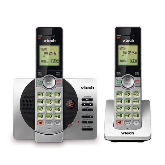 VTech CS6919-2 DECT 6.0 Cordless Phone with Caller ID and Handset Speakerphone  2 Handsets  Silver/Black