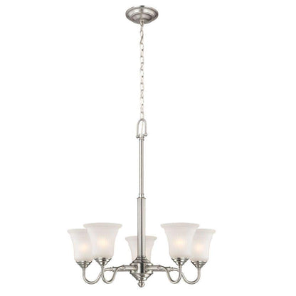 Creekford 5-Light Brushed Nickel Chandelier with Frosted Glass Shades