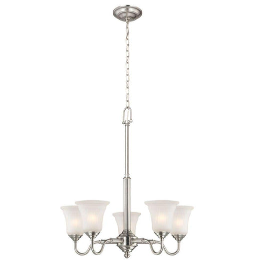Creekford 5-Light Brushed Nickel Chandelier with Frosted Glass Shades