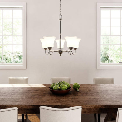 Creekford 5-Light Brushed Nickel Chandelier with Frosted Glass Shades