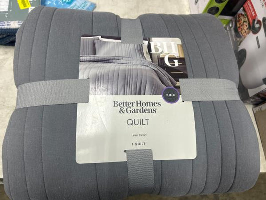 Better Homes & Gardens King Size Grey Quilt Linen Blend