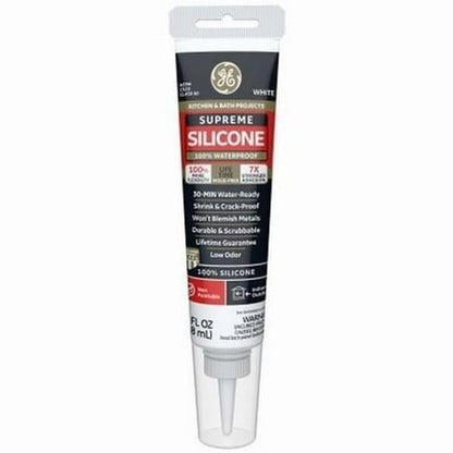 130348 2.8 Oz Supreme Silicone Kitchen & Nath Sealant Squeeze, White - Pack of 12